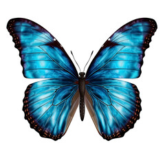 Beautiful blue butterfly isolated on a transparent background.