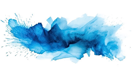 Vibrant Blue Watercolor Brush Strokes Isolated on Transparent Background - obrazy, fototapety, plakaty