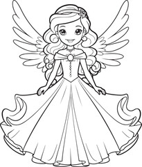 barbie fairies hand drawn coloring page isolated 
