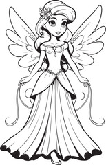barbie fairies hand drawn coloring page isolated 

