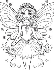 barbie fairies hand drawn coloring page isolated 
