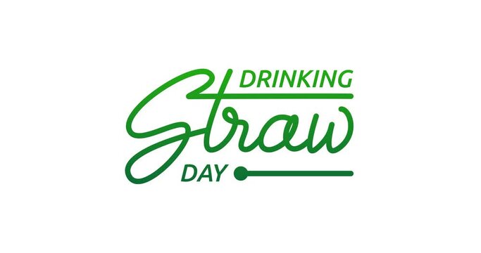 Drinking Straw Day text animation with alpha channel. Handwriting Drinking Straw Day calligraphy lettering in 4 clips of different colors. Great for events and celebrations. Transparent background