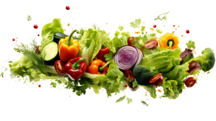 An exquisite composition of salad ingredients arranged in a harmonious spiral, showcasing a variety of textures and colors