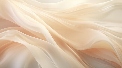 Soft Beige Abstract Silk Flower Texture with Smooth Transitions And Wave Movements. Texture for the Fabric Industry and Women's Fashion - obrazy, fototapety, plakaty