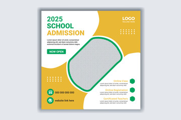 Admission social media post school web banner template design 