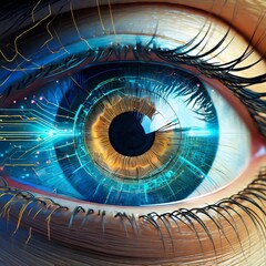 Modern technology digital screen on human eye. futuristic modern