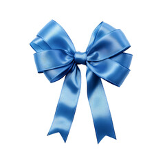 The blue bow ribbon ,spiral,classic bow, twists ,isolated on white and transparent background