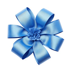 The blue bow ribbon ,spiral,classic bow, twists ,isolated on white and transparent background