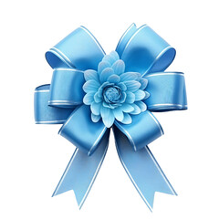 The blue bow ribbon ,spiral,classic bow, twists ,isolated on white and transparent background
