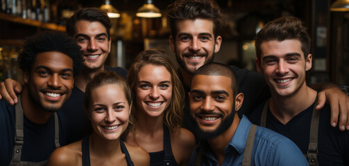 Erfolgreiches Business: Teamfoto im Restaurantumfeld
