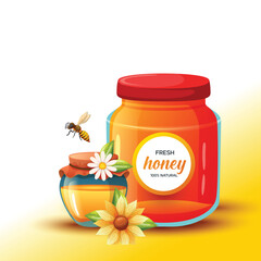 Honey realistic illustration background design