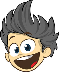 Cartoon small boy. .Vector illustration of young teenager outlined. Boy head drawing