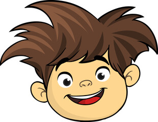 Cartoon small boy. .Vector illustration of young teenager outlined. Boy head drawing