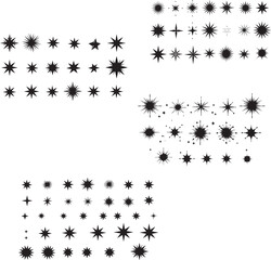 Sparkle star icons set isolated on white background