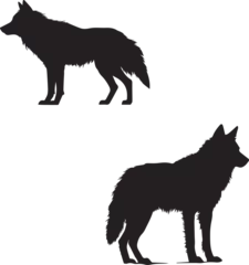 Tuinposter set of black Silhouette of wolf on white background © Qurban Vector & Ai