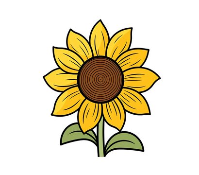 a yellow sunflower with green leaves