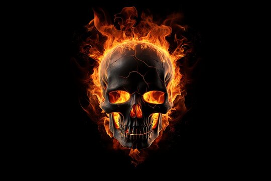 a skull on fire