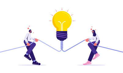 Integration and Collaboration teamwork, connecting people working together vector illustration, team brainstorming and generating new ideas