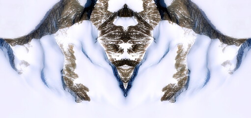 like ice traps,  abstract symmetrical photographs of the frozen regions of the earth from the air,...