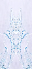 the ice warrior, abstract symmetrical photographs of the frozen regions of the earth from the air, abstract surrealism, vertical,