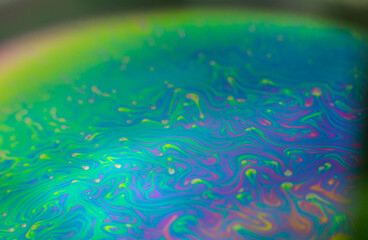 Macro view of a soap bubble, soap bubble texture