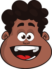 Cartoon little afro-americanl boy. .Vector illustration of young teenager outlined. Boy head drawing