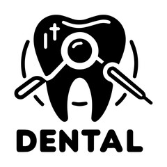 Dental Logo concept vector art illustration, Dental Icon vector silhouette, black and  white dental logo