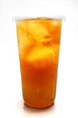 a glass of iced tea on a white background