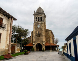 Fototapeta na wymiar Western façade of the church of Santa Maria de Luanco (18th century). Asturias, Spain.