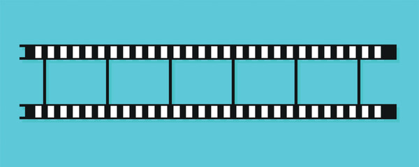 Movie film long strip, cinema or photograph camera long film strip, filmstrip roll frame vector illustration.