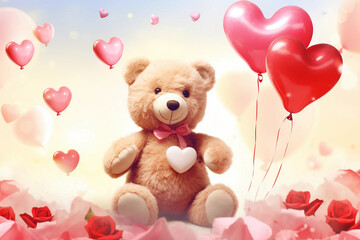 teddy bear with hear Heart, PlushToy, StuffedAnimal, LoveGift, CuddlyCompanion, 