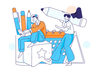 Education and learning people flat vector concept hand drawn illustration
