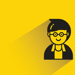 boy student with shadow on yellow background