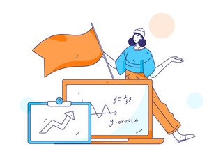 Education and learning people flat vector concept hand drawn illustration
