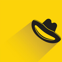 top hat icon with shadow on yellow background