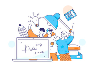 Education and learning people flat vector concept hand drawn illustration
