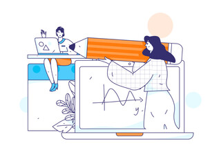 Education and learning people flat vector concept hand drawn illustration
