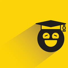 smile student emoji with shadow on yellow background