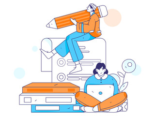 Education and learning people flat vector concept hand drawn illustration
