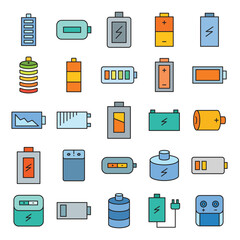 battery icons set vector illustration