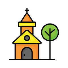 A christianity house vector flat style, church icon trendy design