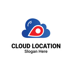 cloud location or pin point geo tag logo template. cloud computing location sign vector design. cloud technology illustration