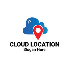 cloud location or pin point geo tag logo template. cloud computing location sign vector design. cloud technology illustration