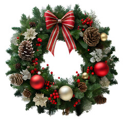 Fototapeta na wymiar Beautiful decorated christmas door wreath.