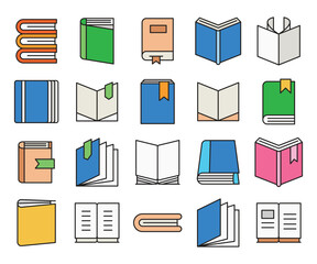book icons set vector illustration