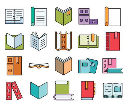 book icons set vector illustration