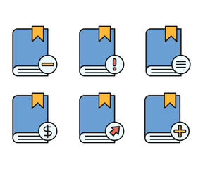 book icons set vector illustration