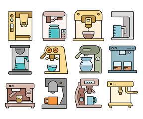 coffee machine icons set vector illustration
