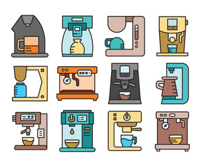 coffee machine icons set vector illustration