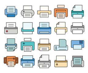 printer icons set vector illustration